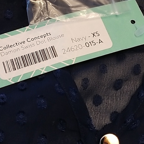 Stitch Fix Navy Damon Swiss Dot Shear Blouse XS - Picture 8 of 12